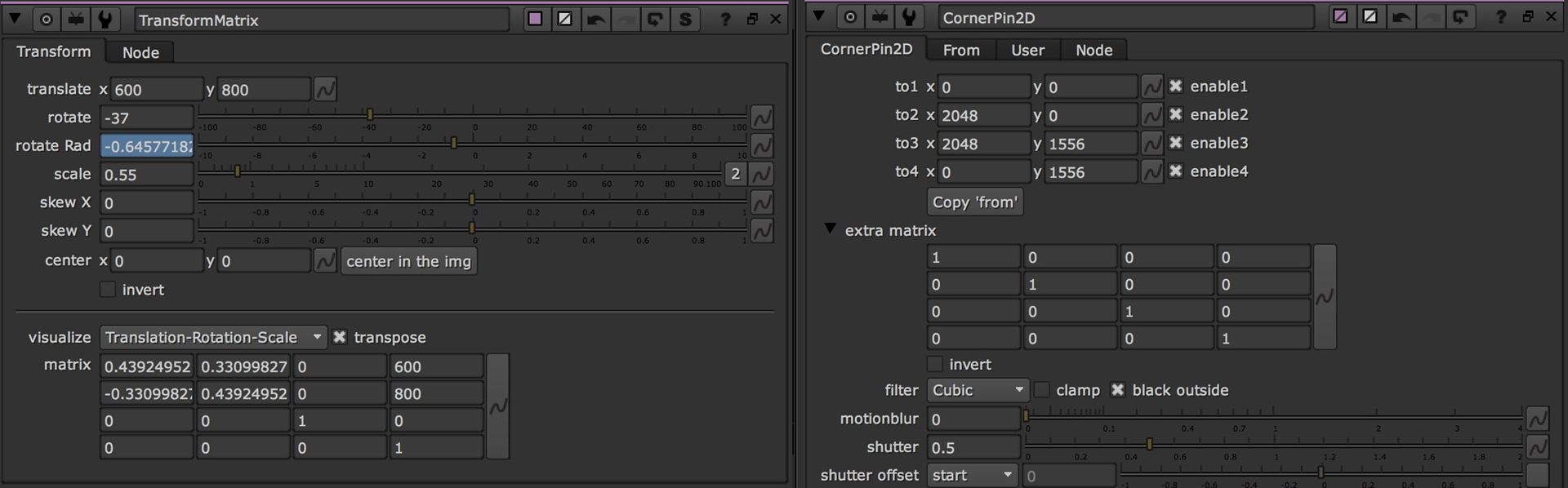 Transformation Matrix, matrix, nuke, matrices, 3x3, translate, rotating, scaling